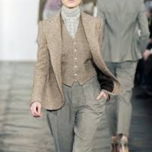 Ralph Lauren Pants - Lauren RL High Waist Gray Tweed Wool Pleat Pants 8